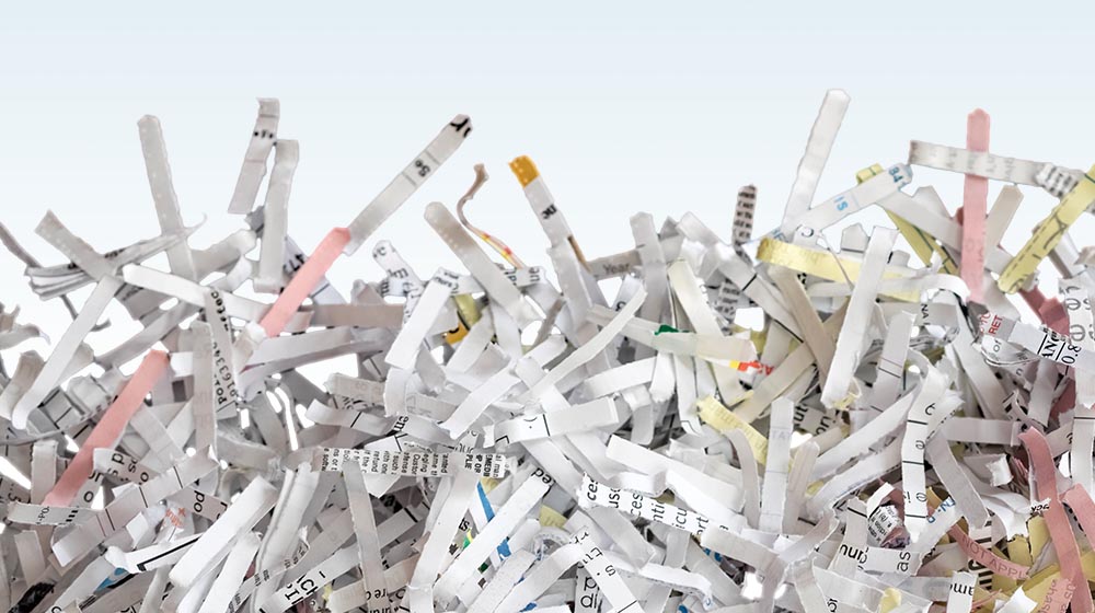 A pile of shredded paper
