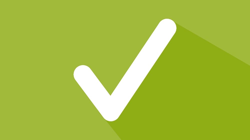 Check mark on green background