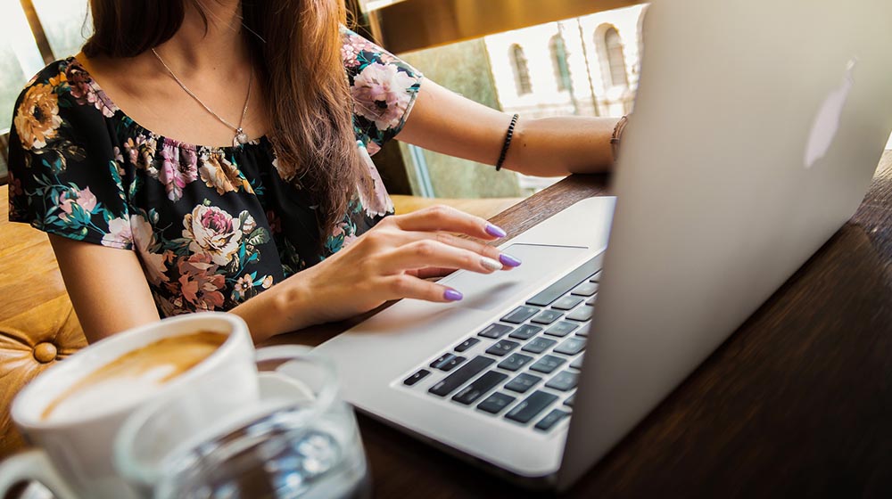 woman working on laptop