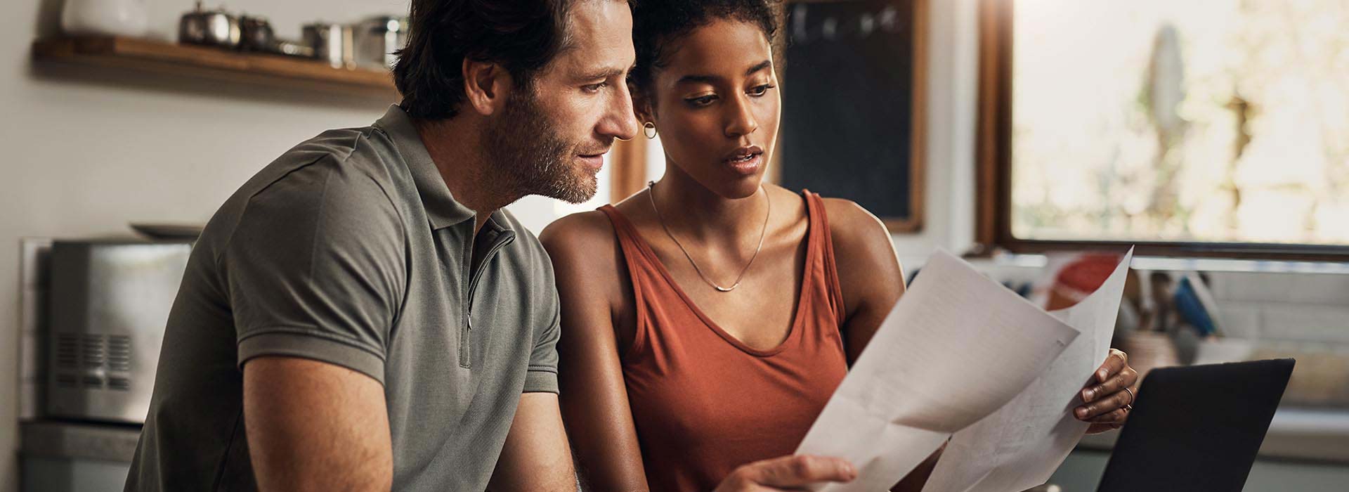 Couple looking through documents