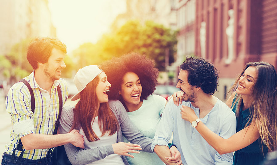 Group of smiling friends
