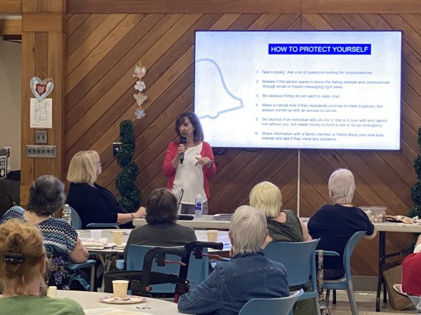 Lisa presenting about fraud prevention in West Springfield