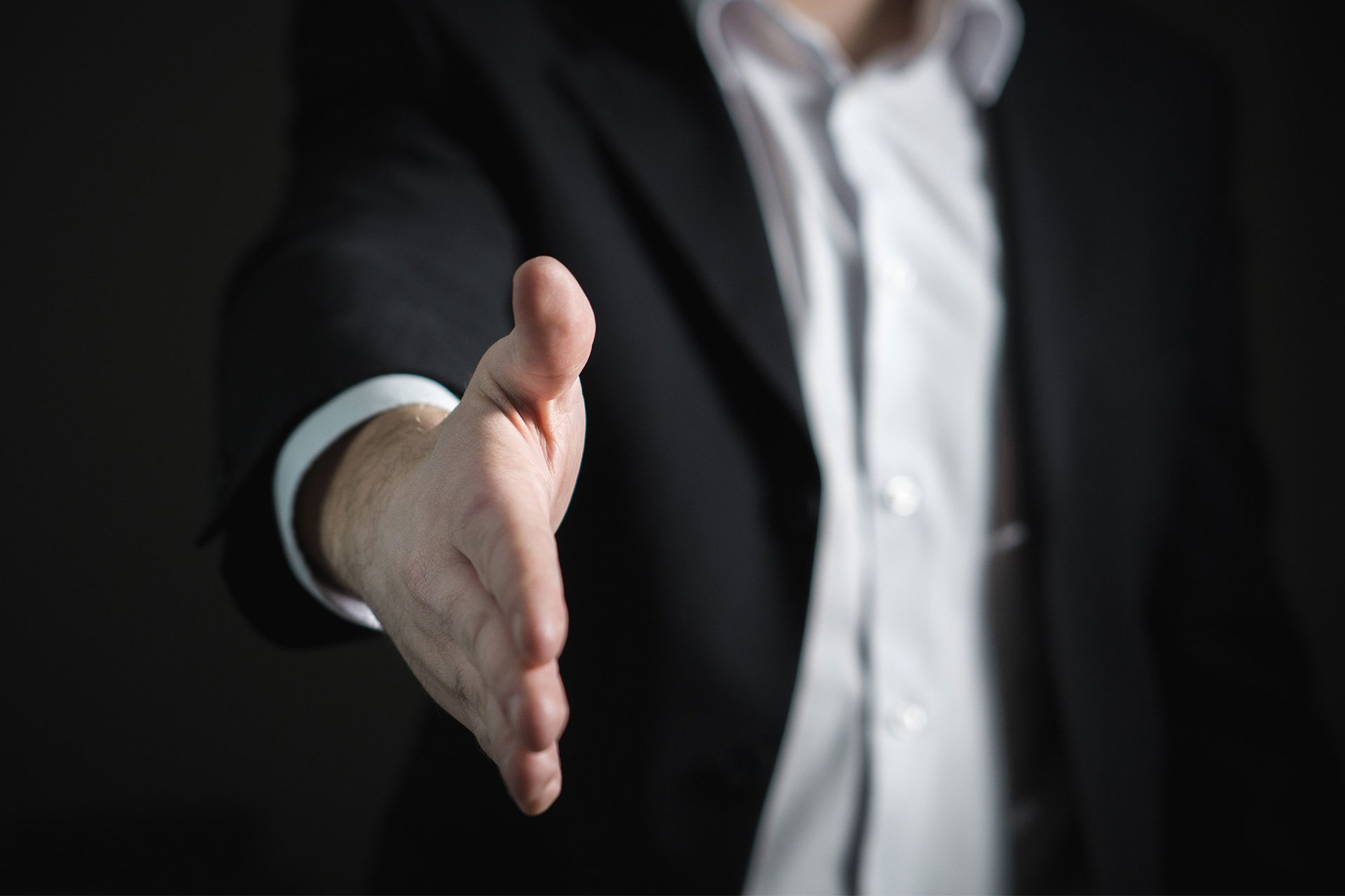 man ready for a business deal handshake
