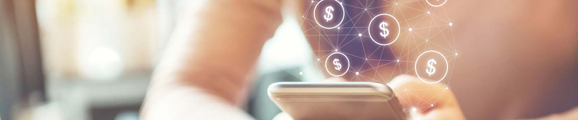 mobile banking with $ illustrations